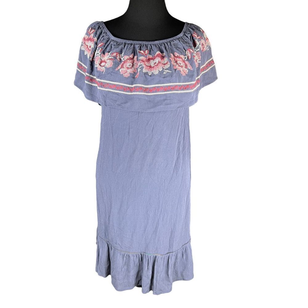 Knox Rose Women's Medium Blue Stitched Off The Shoulder Dress